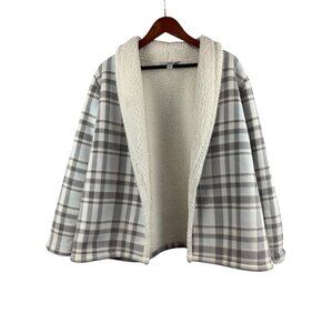 Croft & Barrow Womens Plaid Sherpa Jacket PL